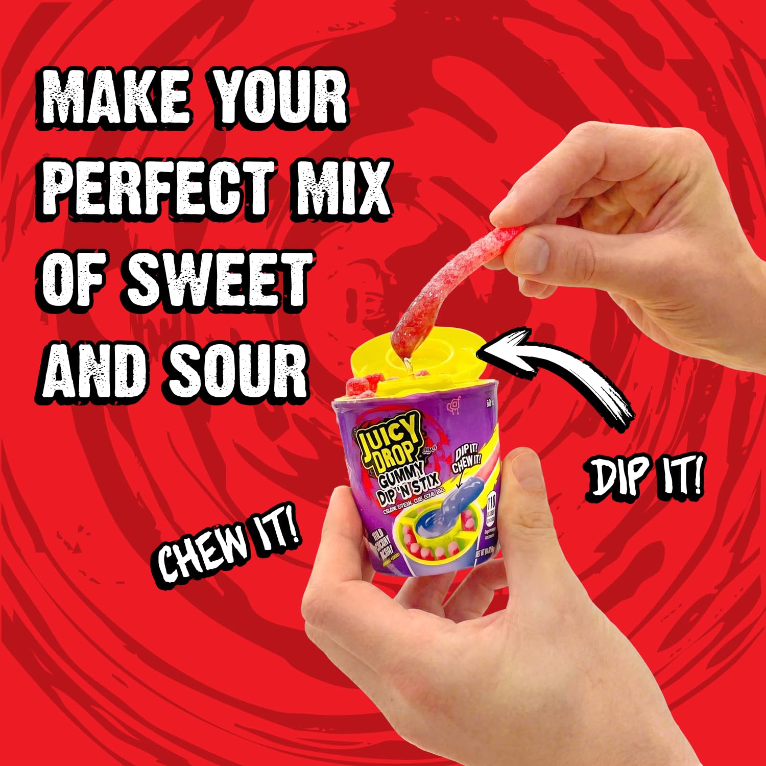 Juicy Drop Gummy Dip 'N Stix - 8 Ct Sweet Gummy Candy & Sour Candy Variety Pack - Assorted Bulk Candy Sticks for Kids Party Favors, Goodie Bag