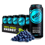 RIOT Clean Energy Drink - No Sucralose, No Sugar Added, No Artificial Flavors | 160mg Natural Caffeine + 100mg L-Theanine | Clean Focus, Stamina