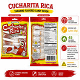 El Azteca Cucharita Rica Tamarind Flavored Candy Spoon, Chili Tamarind, 10 Pieces per Bag, Pack of 26, Made in Mexico
