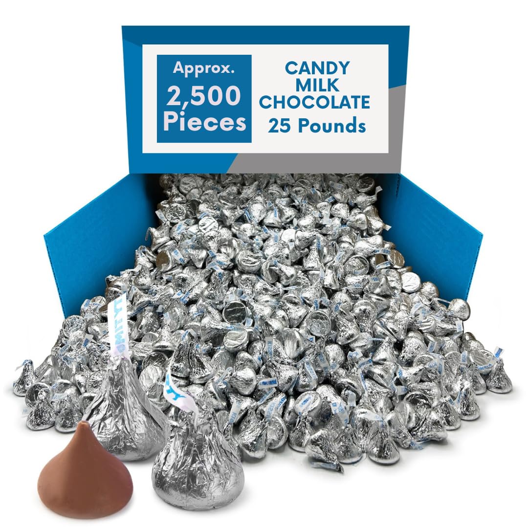 Silver Foil Milk Chocolate Candy Pieces Bulk Bag - 25 lb (Approx. 2500 pieces)