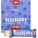 good! Snacks Blueberry Vegan Protein Bar, Soy & Gluten Free, Plant Based, Low Sugar, 15g Clean Protein, Natural Healthy Superfood Snack, Kosher