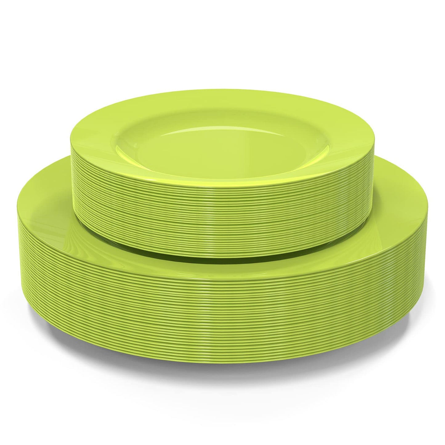 POSATE Plastic Plates Disposable 60 PCS, Heavy Duty 30 Dinner Plates 10.25" and 30 Dessert Plates 7.5" for Party, Green