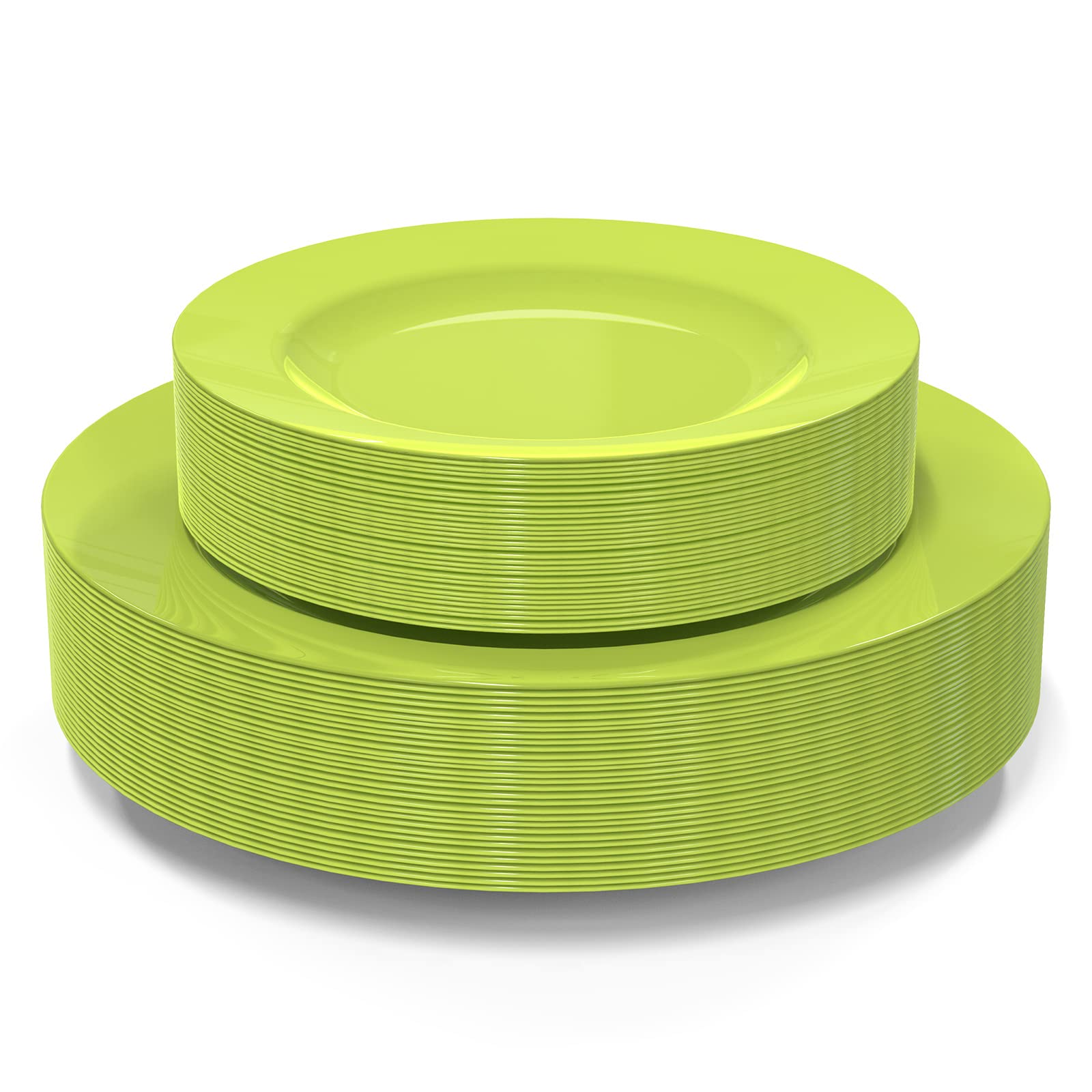 POSATE Plastic Plates Disposable 60 PCS, Heavy Duty 30 Dinner Plates 10.25" and 30 Dessert Plates 7.5" for Party, Green