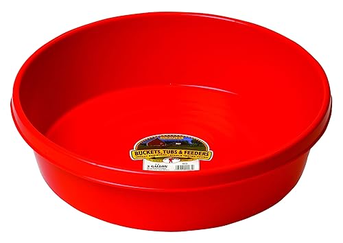 Little Giant® Plastic Utility Pan | Feed Pan | Durable & Versatile Livestock Feeding Bucket | Made in USA | 3 Gallon | Red