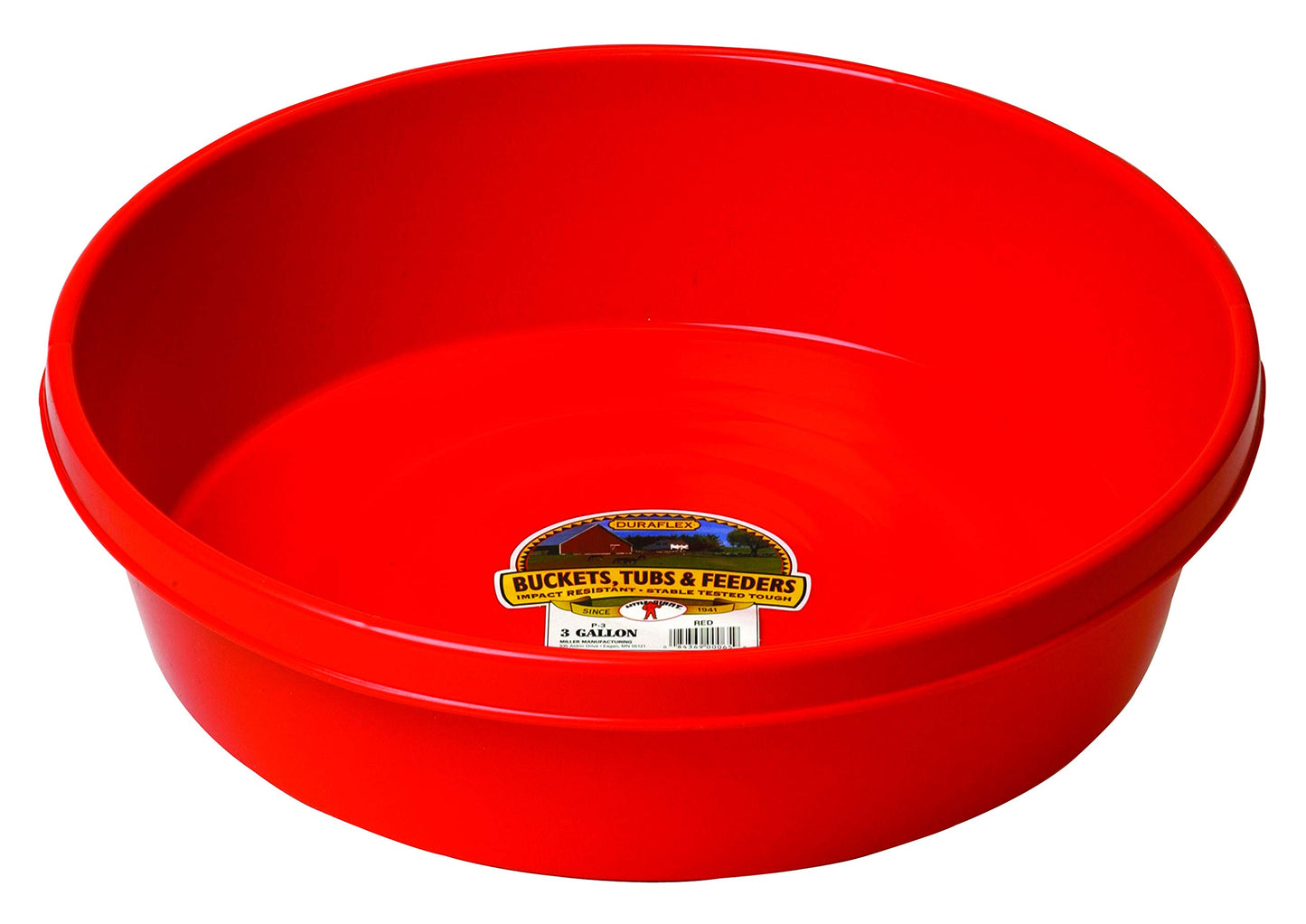 Little Giant® Plastic Utility Pan | Feed Pan | Durable & Versatile Livestock Feeding Bucket | Made in USA | 3 Gallon | Red