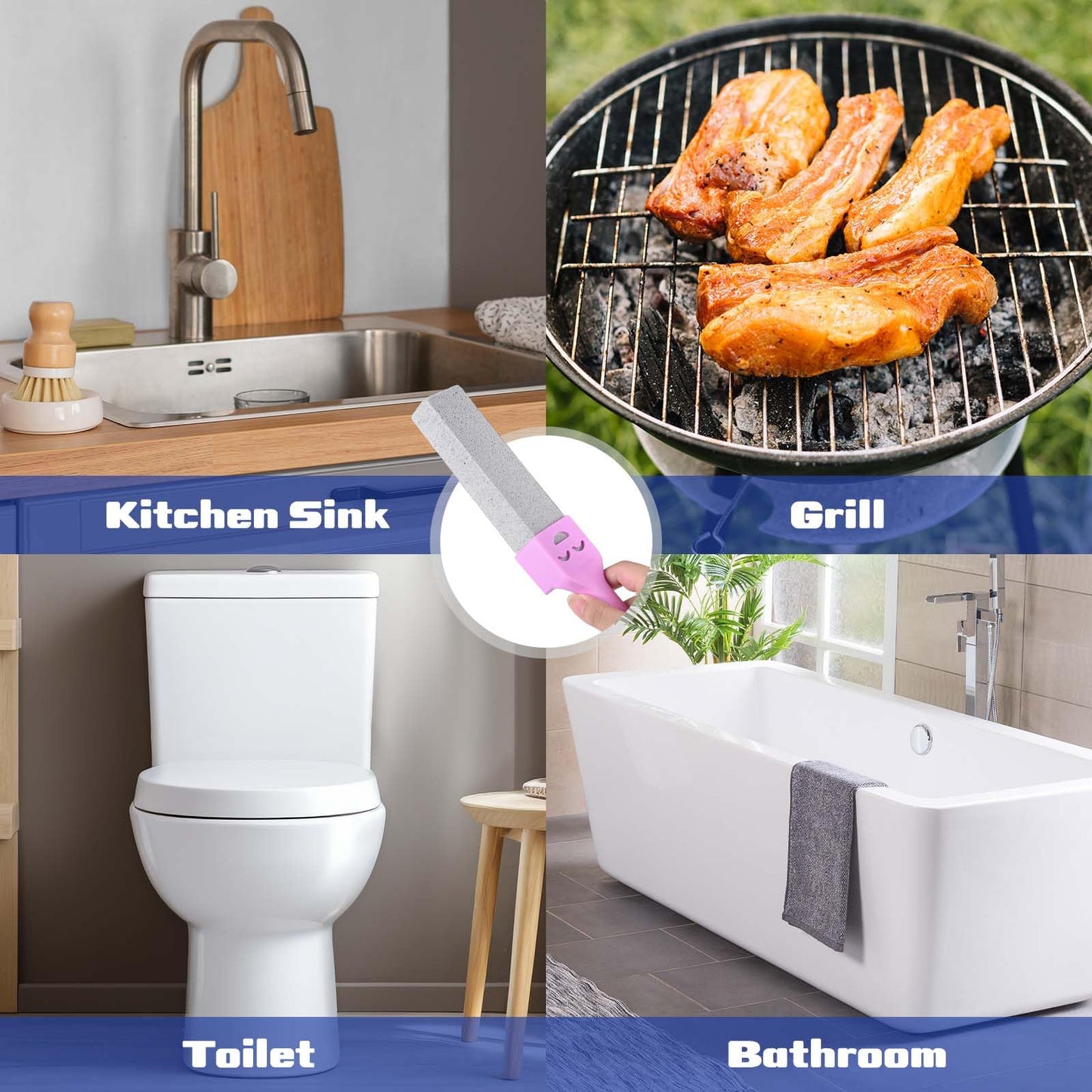 CONLI 8 Pack Pumice Stone Toilet Bowl Cleaner, Toilet Pumice Stone with Handle Remove Toilet Bowl Hard Water Rings Suitable for Cleaning Toilet