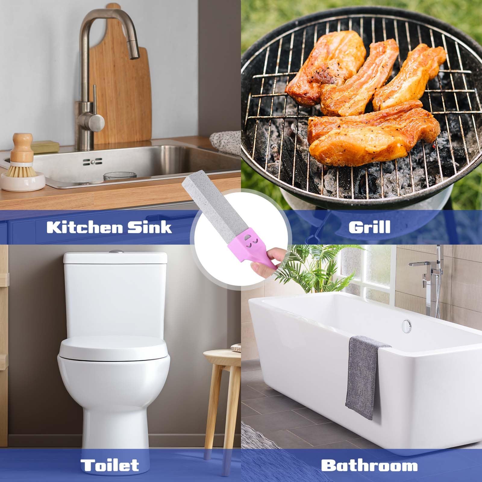 CONLI 8 Pack Pumice Stone Toilet Bowl Cleaner, Toilet Pumice Stone with Handle Remove Toilet Bowl Hard Water Rings Suitable for Cleaning Toilet