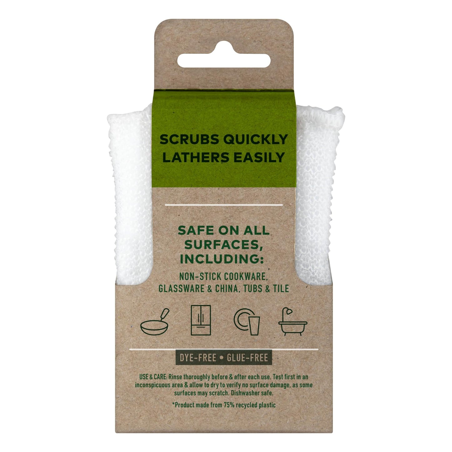 Scotch-Brite Greener Clean Non Scratch Scrubber: 2.6 in. x 4.1 in. x 0.7 in. / 3-Pack (White)