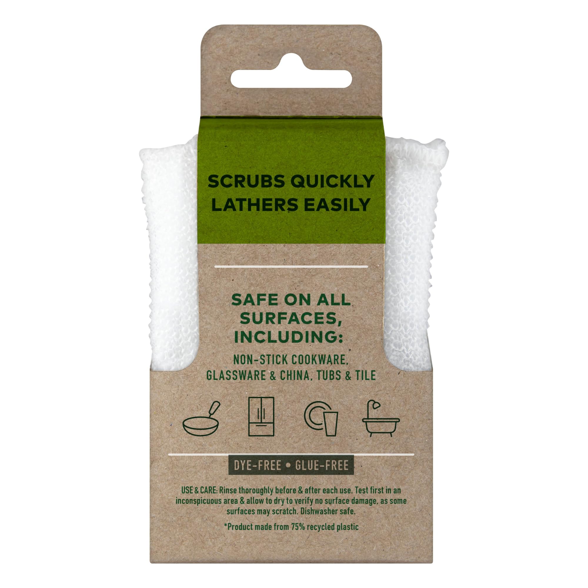 Scotch-Brite Greener Clean Non Scratch Scrubber: 2.6 in. x 4.1 in. x 0.7 in. / 3-Pack (White)