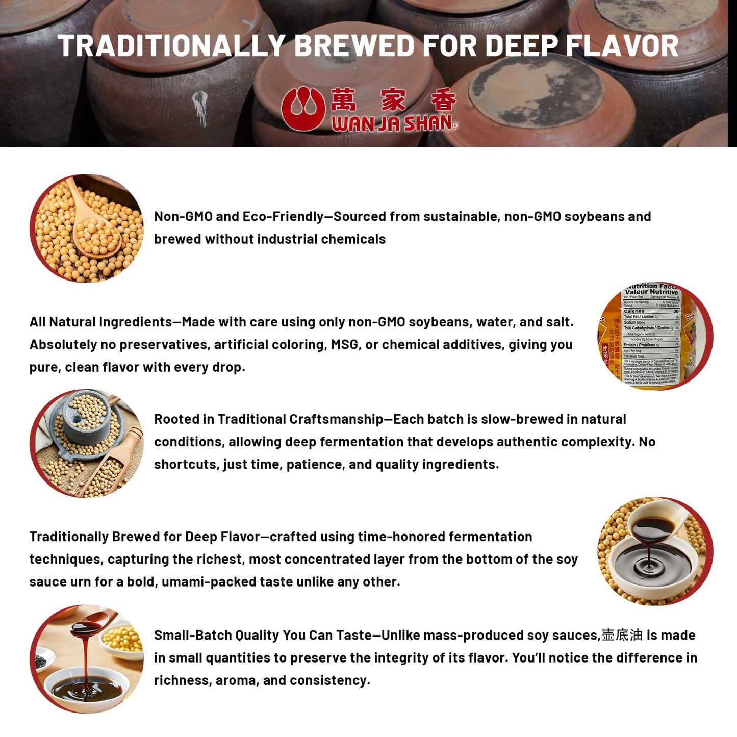 Wan Ja Shan Premium Aged Soy Sauce, Pot-Bottom Soy Sauce, All-Natural, Made From Non-GMO Soybeans, No MSG, No Preservatives, Traditional Brewed, Rich