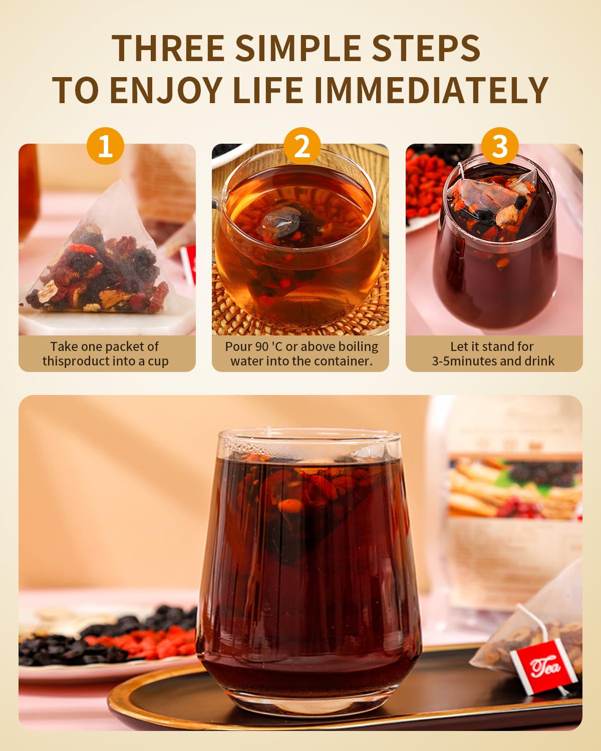 Kidney tea formula Ginseng Six Treasure Tea?Chinese Herbal Tea?Natural Organic Kidney Cleanse Detox Tea for Women & Men (1 Pack/25 Bags)