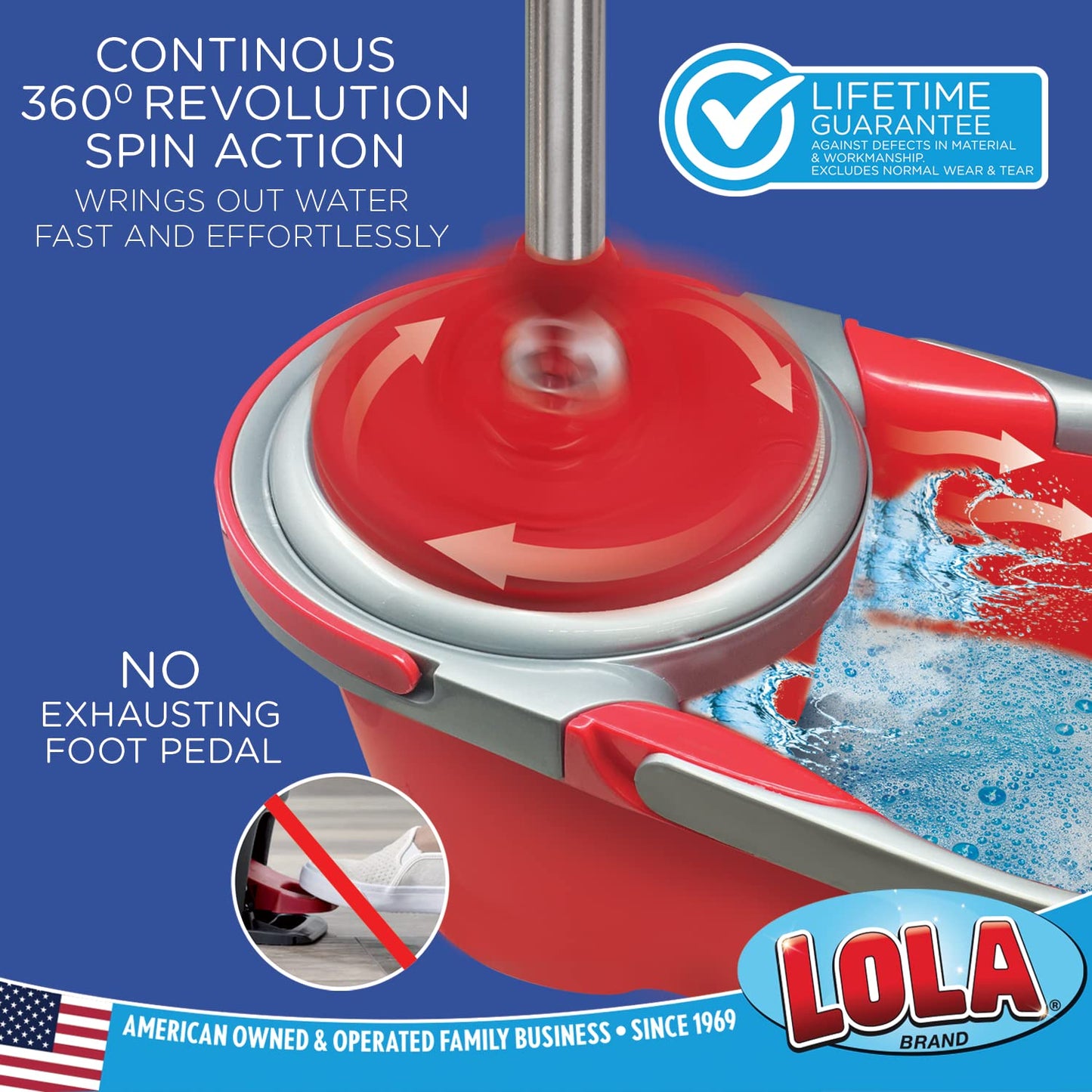 LOLA Revolution Microfiber Spin Mop Refill, Braided Pad, Super Absorbent, Reusable & Machine Washable, Does Not Drip Or Streak, 1 Pack