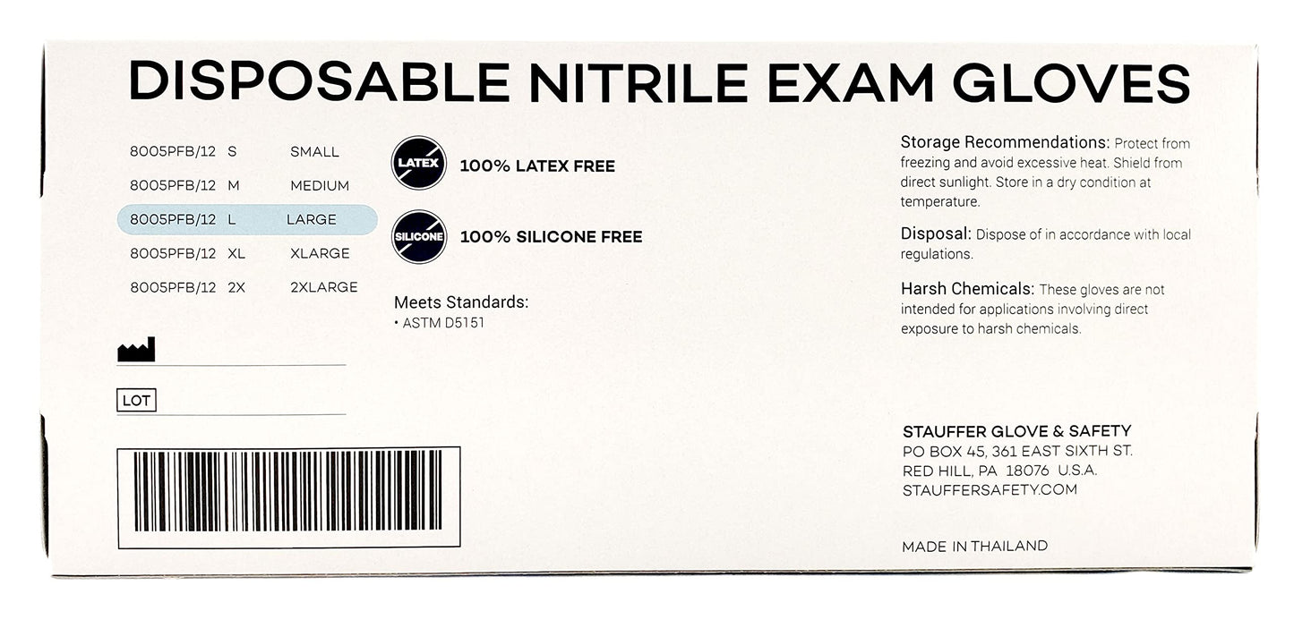 Blue Disposable Nitrile Gloves, 8 mil, Stauffer Sense8, Latex Free, 12" Long Cuff, Powder Free, Tough & Strong - Small (Box of 50)