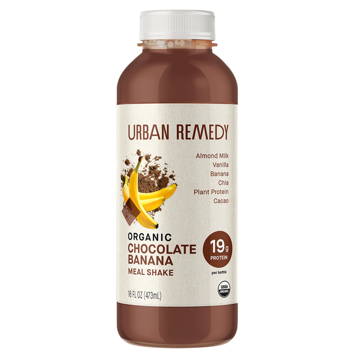 Urban Remedy Chocolate Banana Meal Replacement Shake, 16 fl oz - Organic, High-Protein, Plant-Based, Dairy-Free, Gluten-Free, Kosher, Ready-to-Drink
