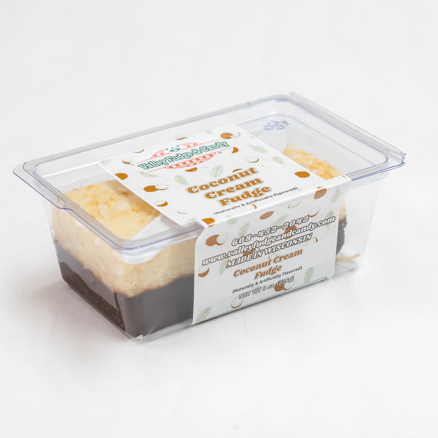 Valley Fudge, Coconut Cream, Fresh Artisan Fudge, Real Butter, Gourmet Candy, Half Pound Package