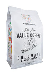Del Alto Valle Coffee, Colombia Single Origin, Whole Bean, Medium Roast, 12 oz, Honey processed and natural (Madremonte)