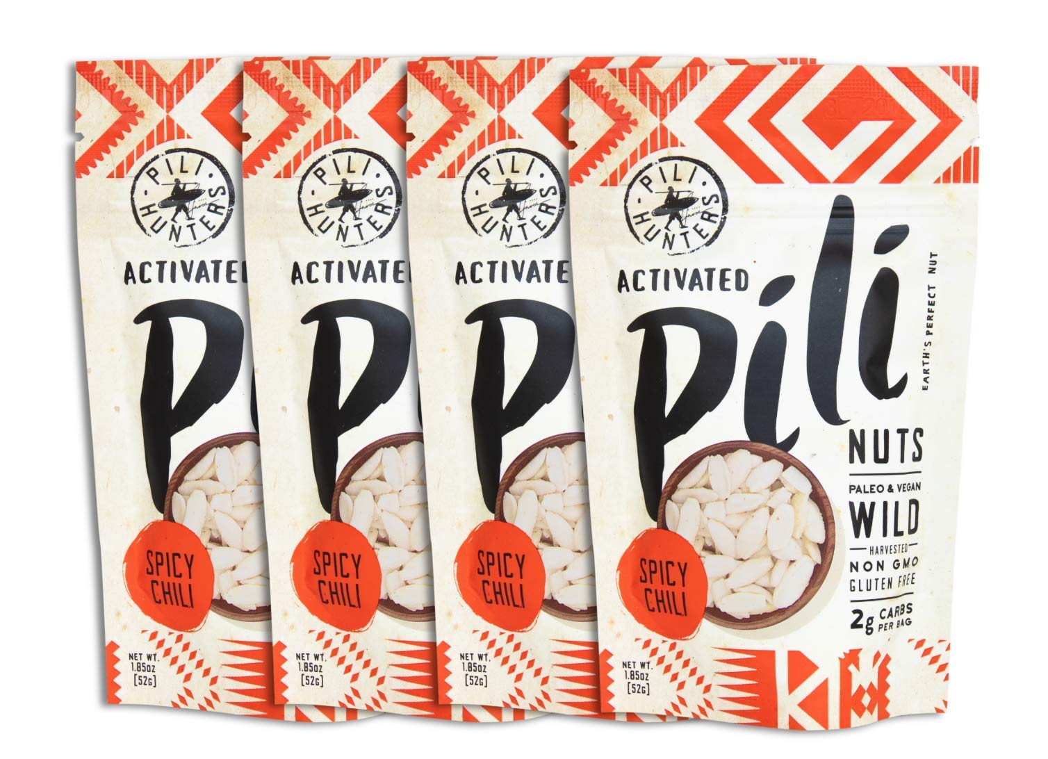 Pili Hunters Spicy Chili Pili Nuts - Keto Snacks for Low Carb Energy - Gluten Free & No Sugar Added Superfood - As Seen on Shark Tank