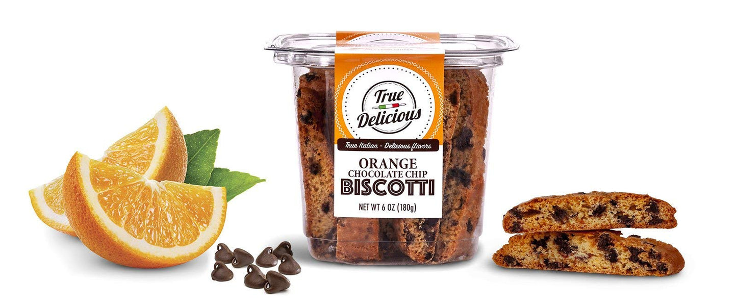 True Delicious BISCOTTI, 4 Boxes of Different Flavors (Whole Almond, Salted Pistachio, Orange Chocolate Chip, Cranberry), 4x6oz…