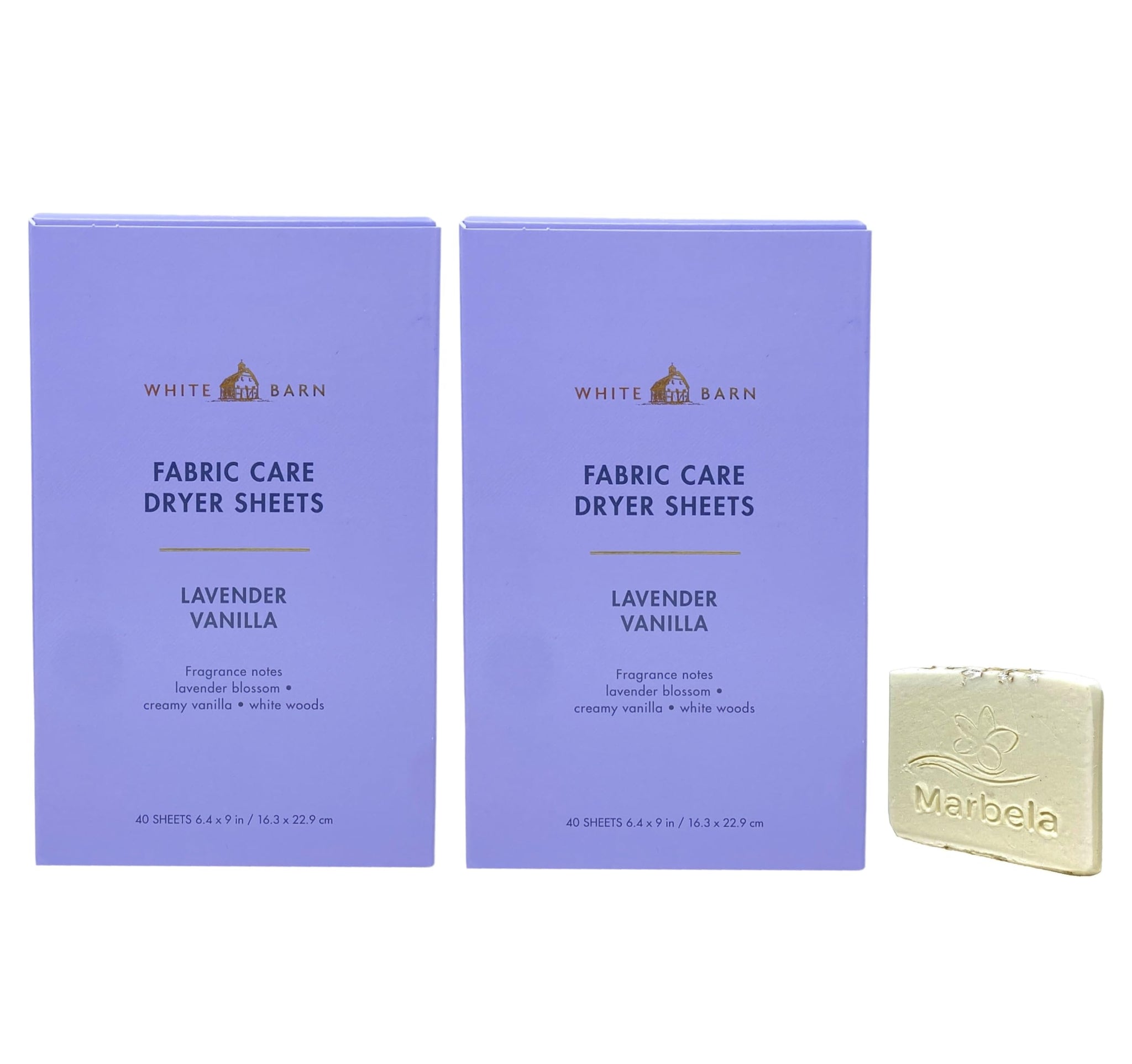 Bath & Body Works Lavender Vanilla Fabric Care Dryer Sheets - 2 Boxes (80 Sheets Total) - with a Natural Oats Sample Soap