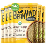 BeanVIVO (Pack of 6) Organics 14g Plant based Protein Coconut Curry Chickpeas - Good Source of Fiber - Nutritious & Microwave Meals - Gluten-Free