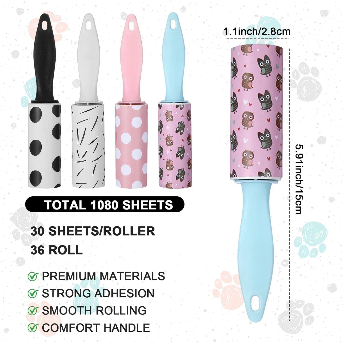 36 PCS Mini Lint Roller 1080 Sheets Rollers for Pet Hair Extra Sticky Travel Size Pet Hair Remover Compact Lint Roller for Clothes Portable Sticky