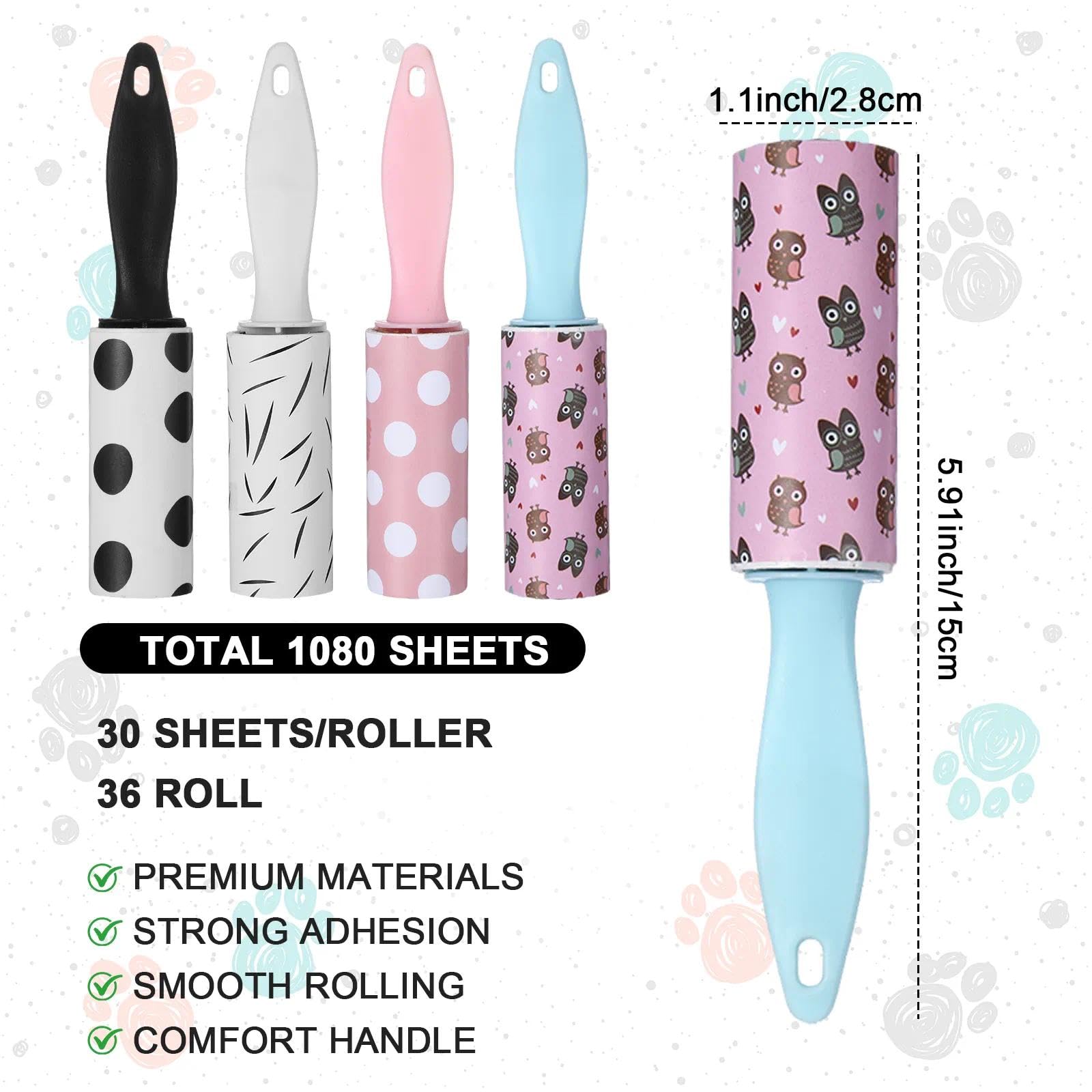 36 PCS Mini Lint Roller 1080 Sheets Rollers for Pet Hair Extra Sticky Travel Size Pet Hair Remover Compact Lint Roller for Clothes Portable Sticky