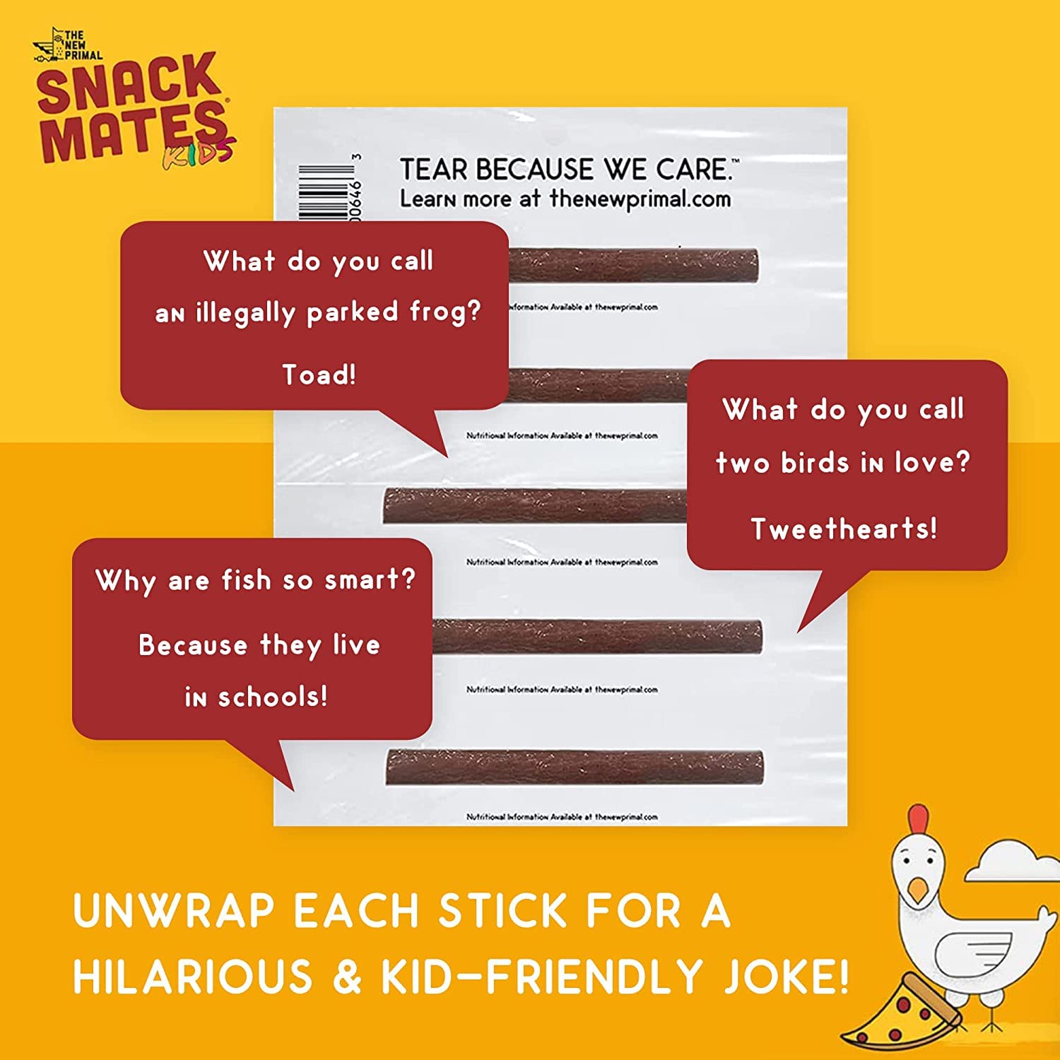 Snack Mates by The New Primal, Chicken Pizza Meat Stick, All Natural Chicken, High Protein and Low Sugar Kids Snack, Certified Paleo, Certified Gluten