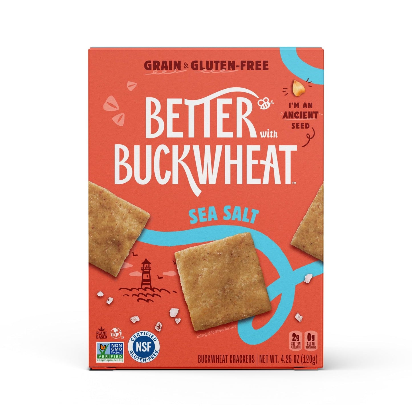 Better with Buckwheat Sea Salt Gluten-Free Crackers - Healthy Snack Crackers, Grain-Free, Non-GMO, Sugar-Free - Pair with Cheese, Hummus & Dips - 1