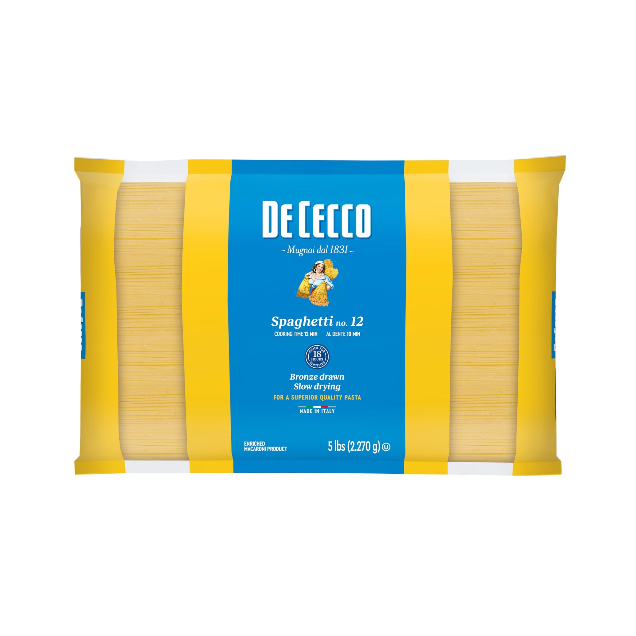 De Cecco Pasta, Spaghetti, No.12, 5 Pound (Pack of 4)