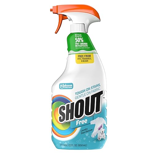 Shout Free Laundry Stain Remover Spray, Active Enzyme Formula is Fragrance, Bleach, and Dye Free, Removes Everyday Stains including Baby Stains - 22oz