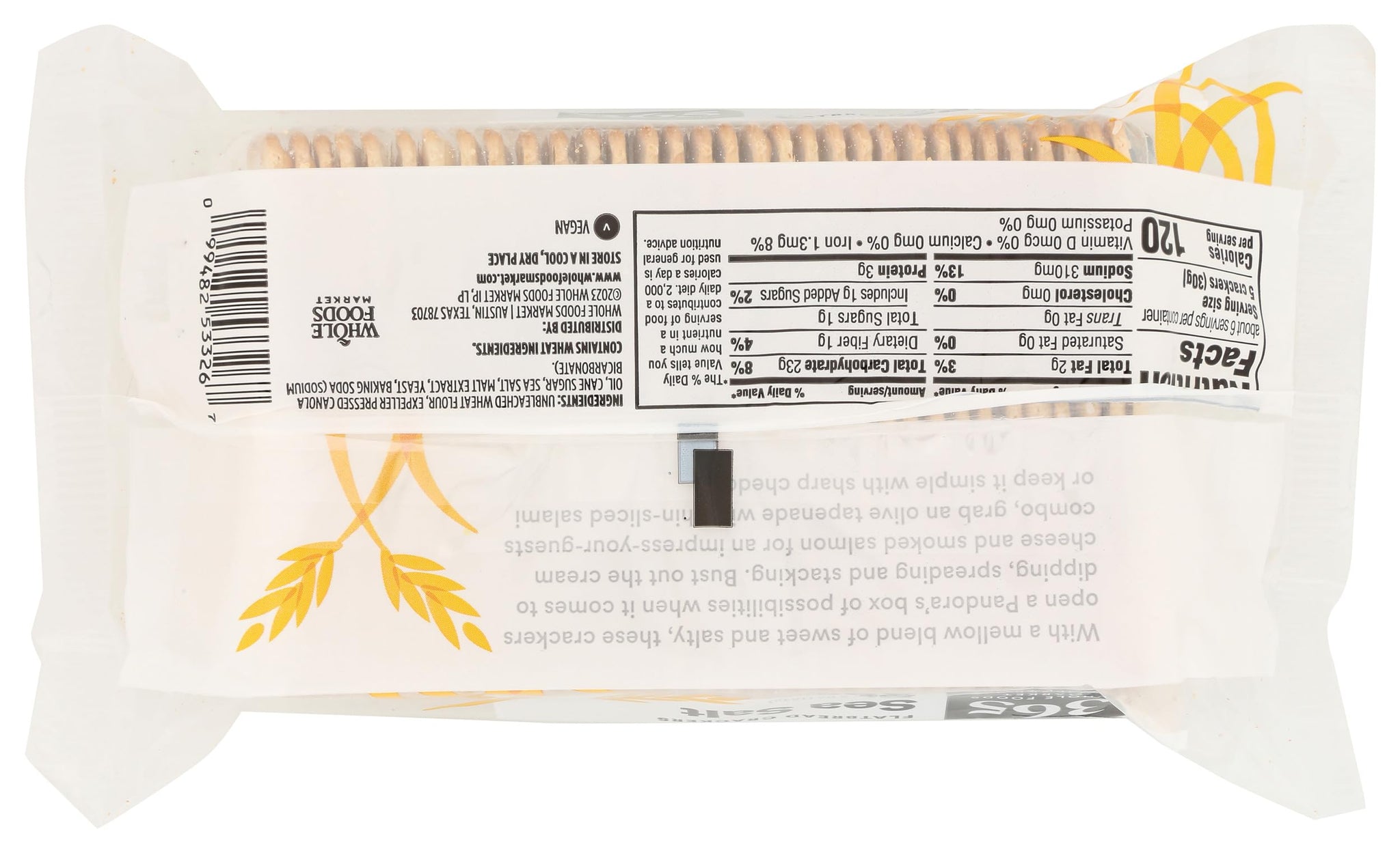 365 by Whole Foods Market, Flatbread Crackers, Original Salt, 6.5 Ounce
