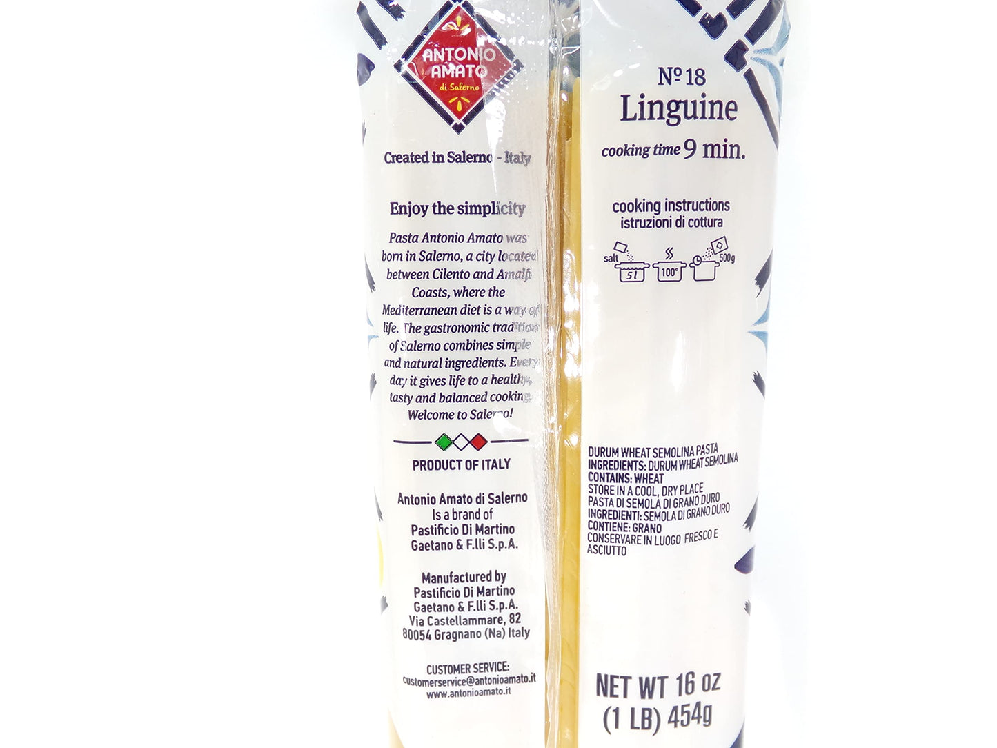 ANTONIO AMATO di Salerno - NO.18 Linguine - (Pack of 5, 5lb total weight) - pasta di semola di grano duro - durum wheat semolina pasta macaroni