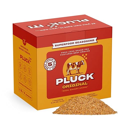 Pluck Original Organ Meat Blend Seasoning Travel Pack | From Grass-Fed & Grass-Finished Pastured Beef Organs with Redmond Real Sea Salt | As Seen on