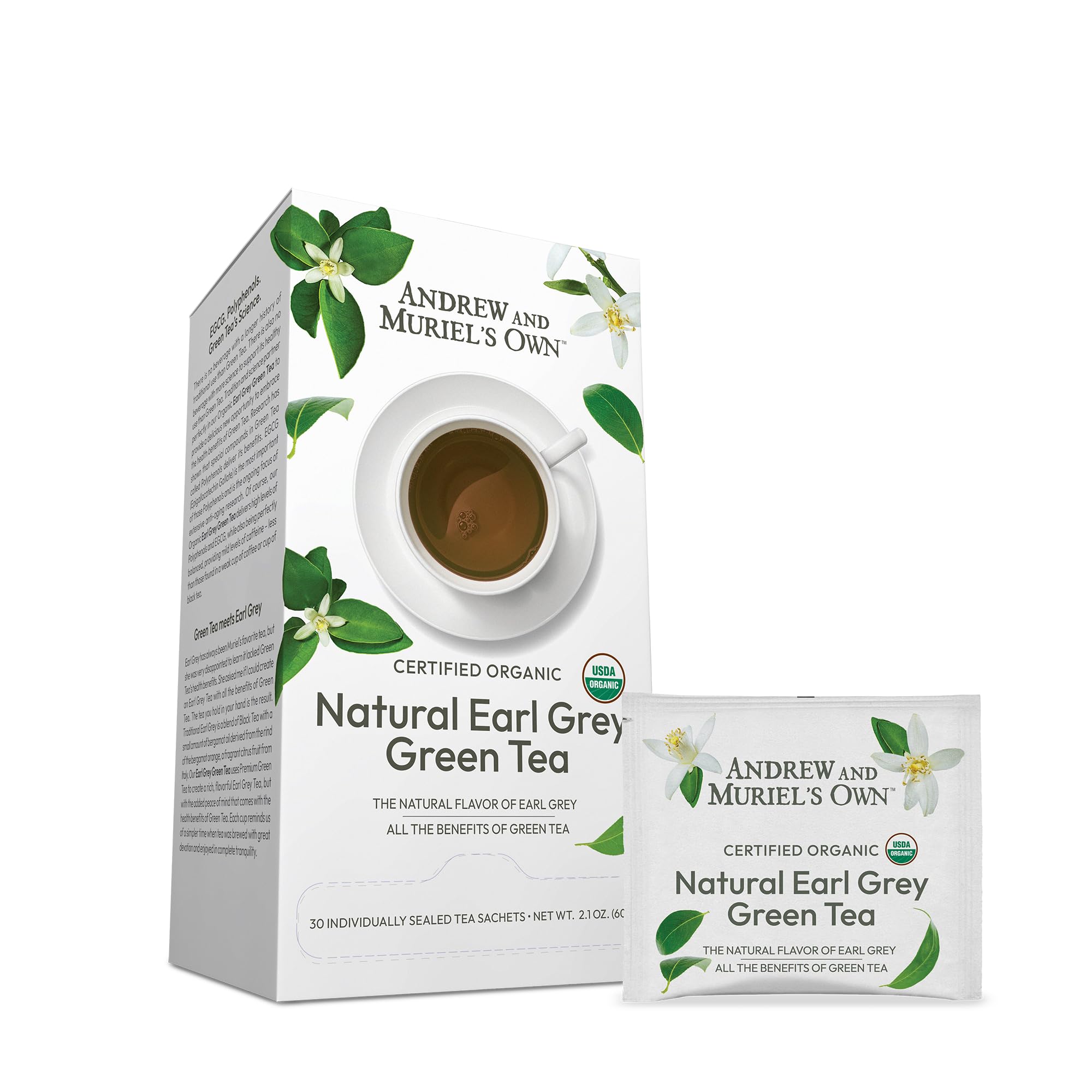 ANDREW LESSMAN Earl Grey Green Tea 90 Sachets - A Combination of Traditional Earl Grey, Premium Sencha Green Tea. Fragrant Bergamot Oil. Powerful