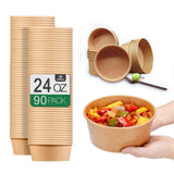 TOPtoper 24 Oz Large Paper Bowls?WITHOUT LIDS? 90 Pack Disposable Soup Bowls Plastic Free Party Supplies for Hot/Cold Food, Soup (24 OZ)