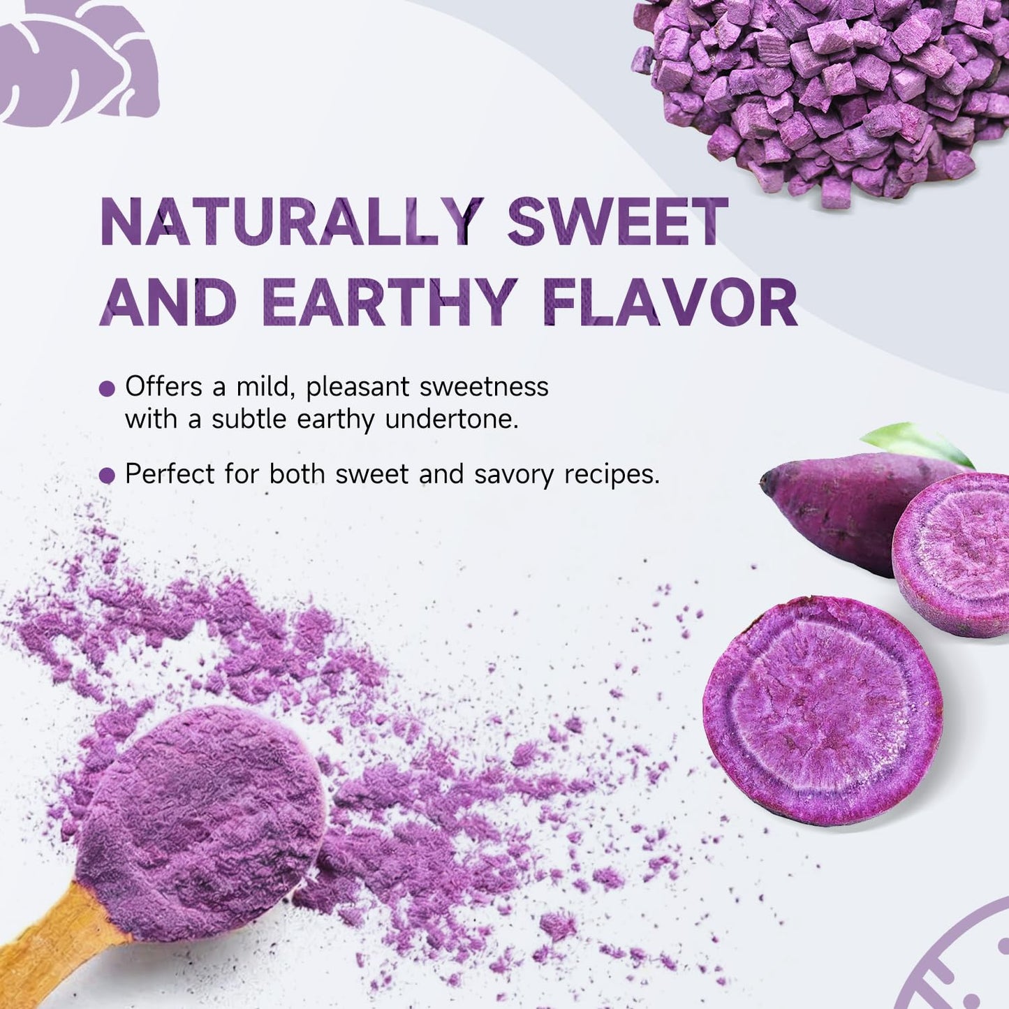 Soeos Purple Sweet Potato Powder, 8oz (227g) - 100% Natural, Vibrant for Smoothies, Baking & Cooking, Resealable Bag for Freshness