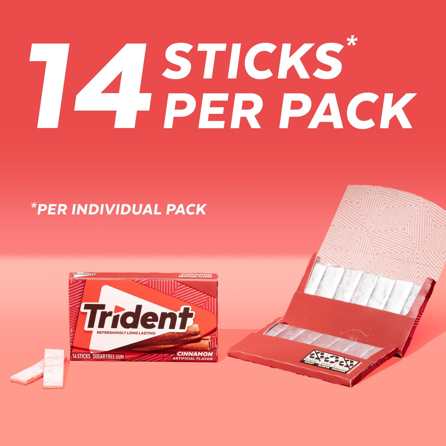 Trident Cinnamon Sugar Free Gum, 12 Packs of 14 Pieces (168 Total Pieces)