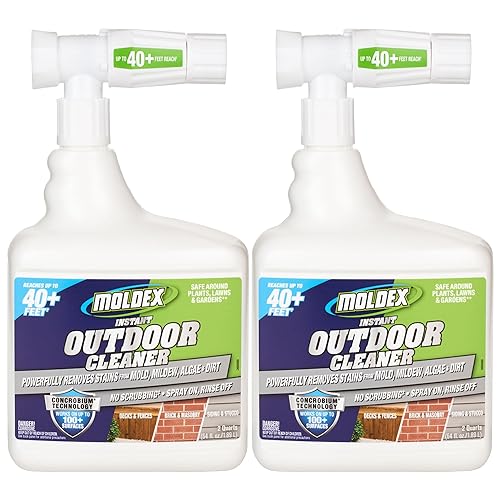 Moldex® Instant Outdoor Cleaner with Bleach, 64 oz Hose End Sprayer, 2 Pack, Fast Acting Outdoor Surface Cleaner for Siding, Decks, Fences