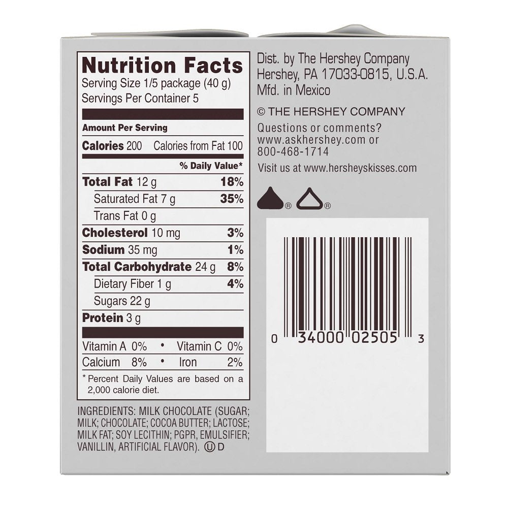 HERSHEY'S KISSES Chocolates, Giant Gluten-Free Solid Milk Chocolate Candy, 7 Ounce Box (Pack of 4)