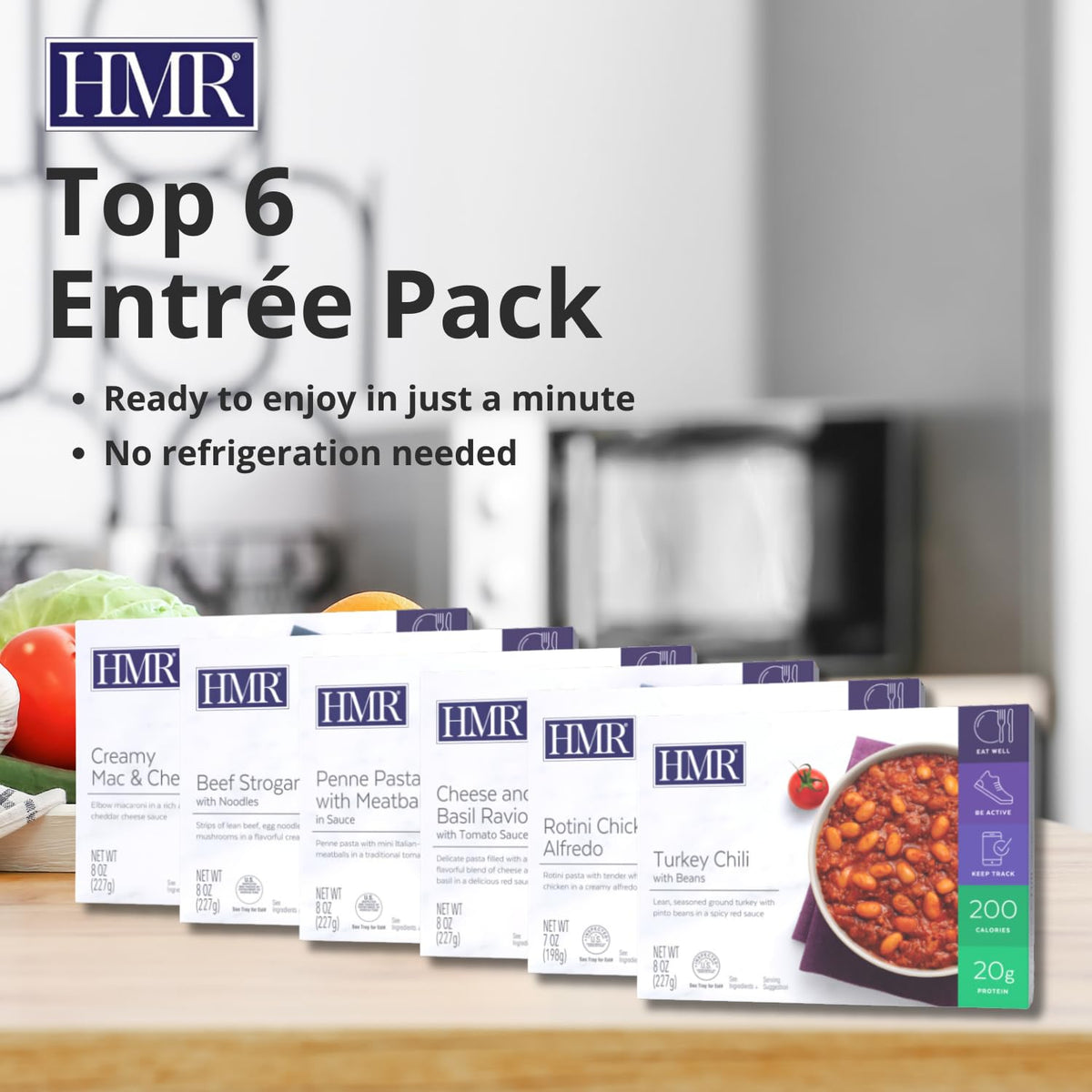 HMR Pasta Picks Entrée Pack, 6 Ready-to-Eat High Protein Meals