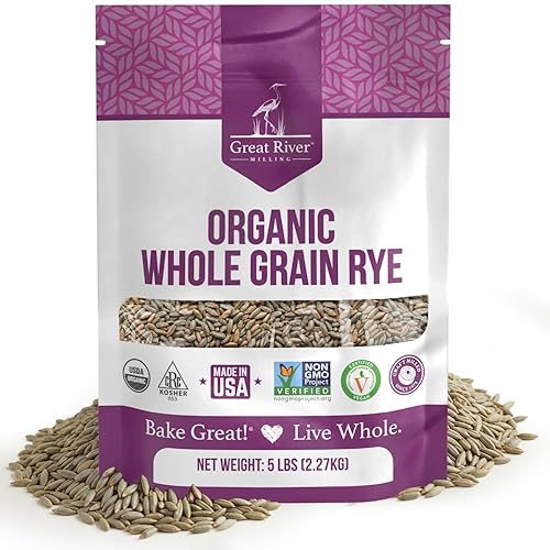 Great River Milling Organic Whole Grain Rye Berries | High-Fiber, Nutrient-Rich Ancient Grain | Non-GMO, Kosher | Ideal for Baking, Sourdough, Salads