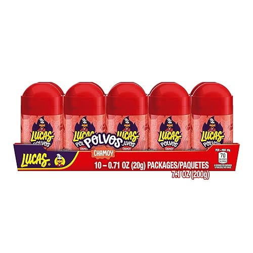 Lucas Powder Chamoy Flavored Candy, 0.71oz - 10 Pieces Pack for Treats, Fruit, Parties, Piñatas - Perfect treat for Easter Baskets