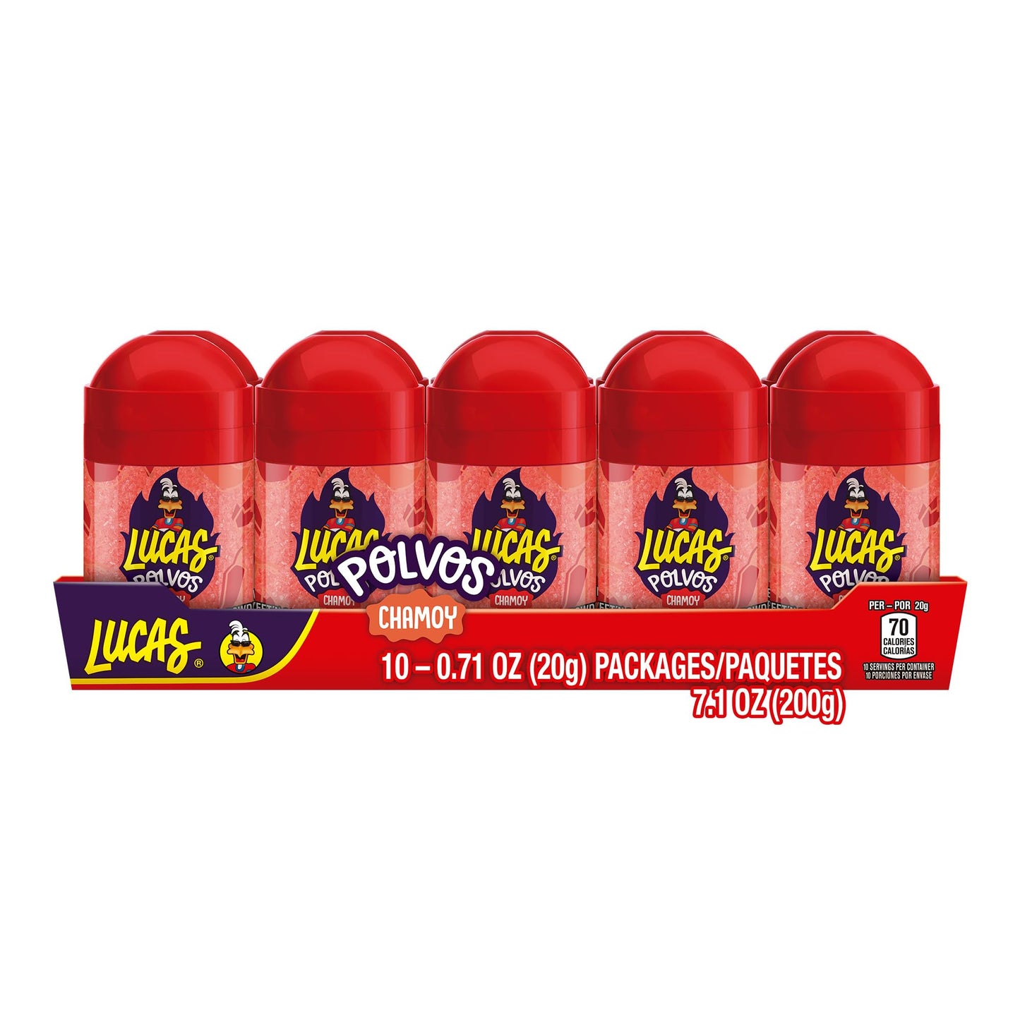 Lucas Powder Chamoy Flavored Candy, 0.71oz - 10 Pieces Pack for Treats, Fruit, Parties, Piñatas - Perfect treat for Easter Baskets