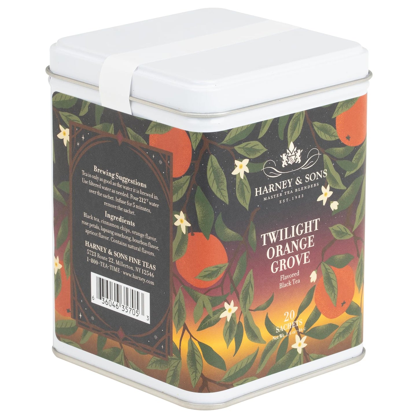Harney & Sons Twilight Orange Grove Black Tea, Orange Cinnamon Tea with Rose Petals & Apricot Notes, 20 Sachets
