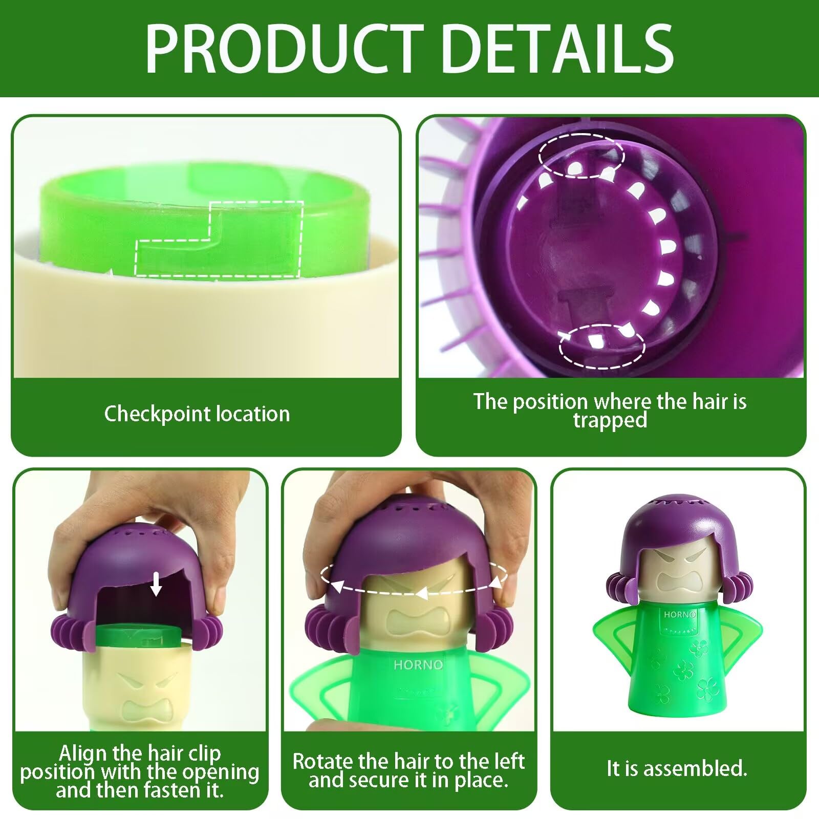 HORNO Angry Mama Microwave Oven Steam Cleaner and Disinfects With Vinegar and Water for Kitchens (Green)