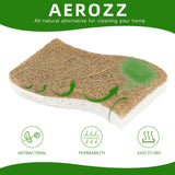 AEROZZ 10 Pack Biodegradable Natural Sponges Kitchen - Compostable Cellulose and Coconut Walnut Scrubber Sponge - Non Scratch Eco Friendly Quick