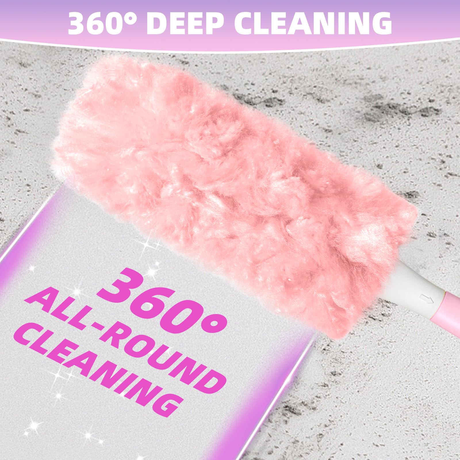 30 Count Duster Refills Compatible with Swiffer Handle, 360° Multi-Surface Duster Refills with 1 Handle, Dusters with 5X Microfibers for Cleaning