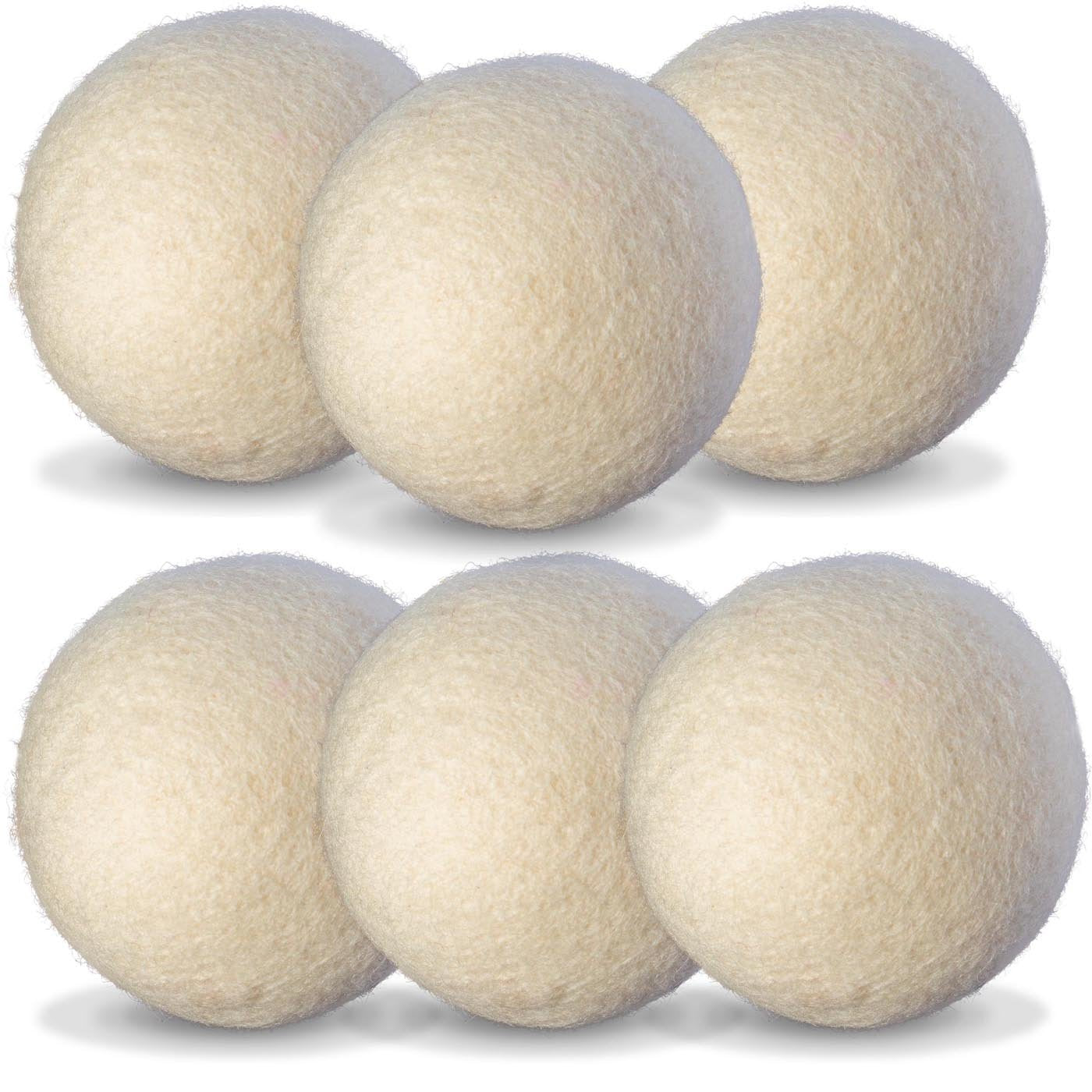 OxGord Chemical-Free Anti-Static Wool Dryer Balls for Laundry - Organic Reusable Natural Fabric Softener - 6-Pack