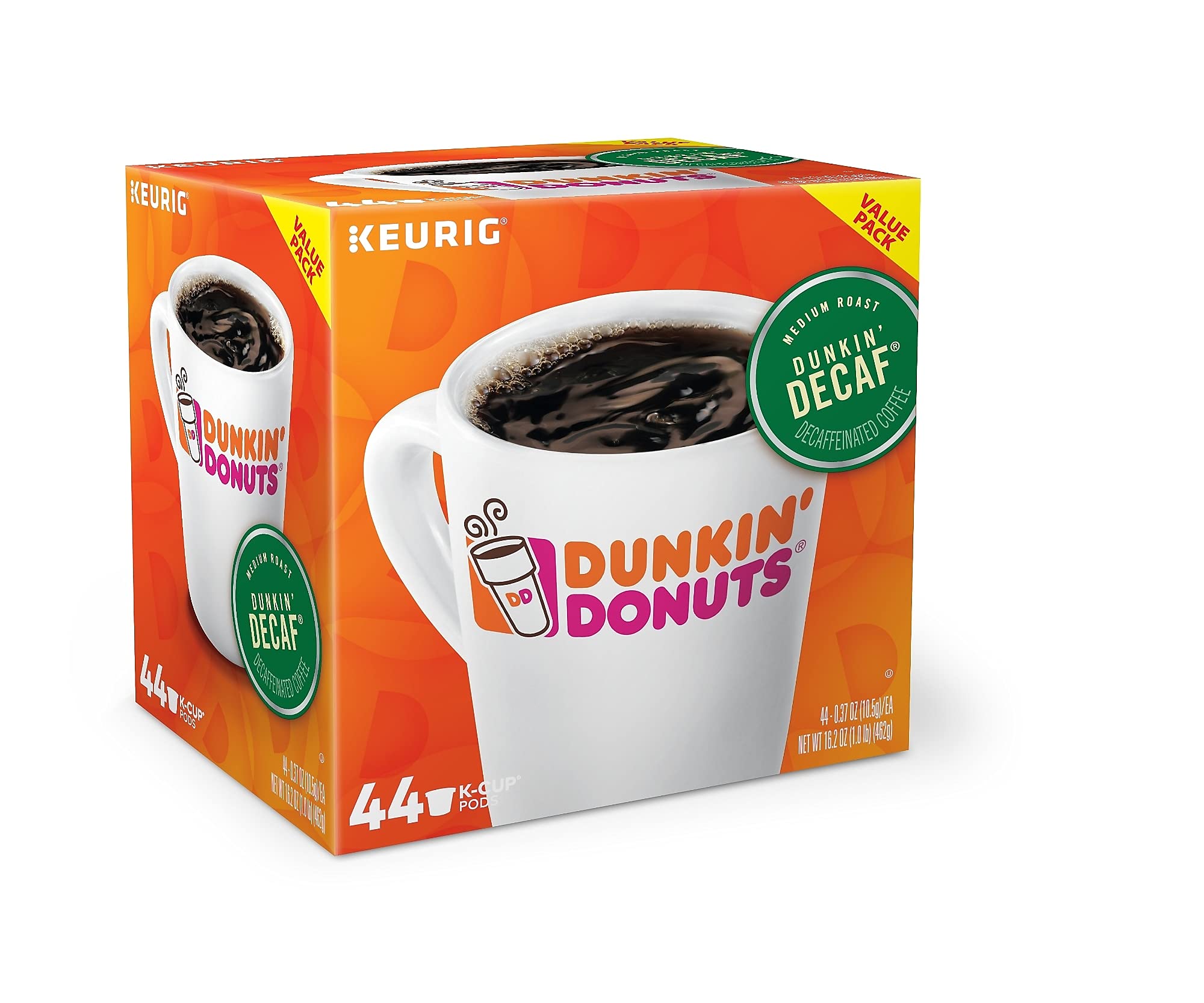 Dunkin' Donuts Decaf Keurig® Single-Serve K-Cup® Pods, Medium Roast, Box of 44 K-Cup® Pods