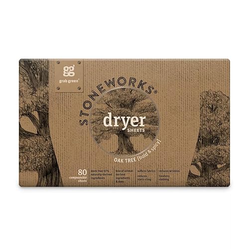 Grab Green, Stoneworks Dryer Sheets, 80 Compostable Sheets (Oak Tree)